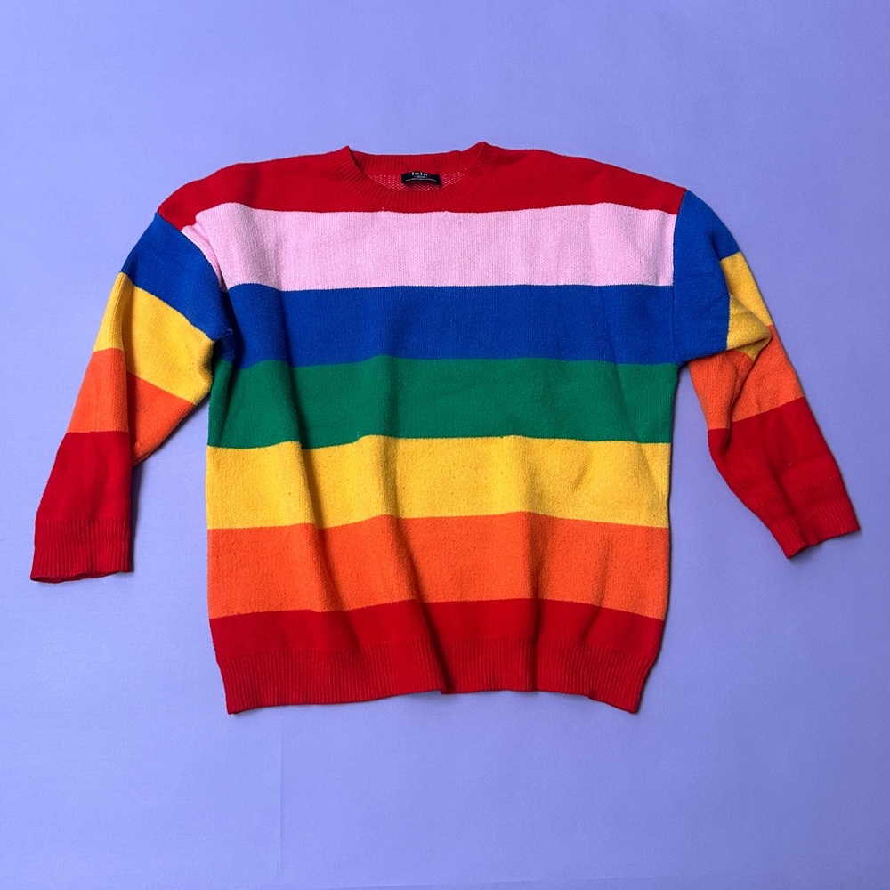 Dressed in LaLa striped rainbow knit Sweater